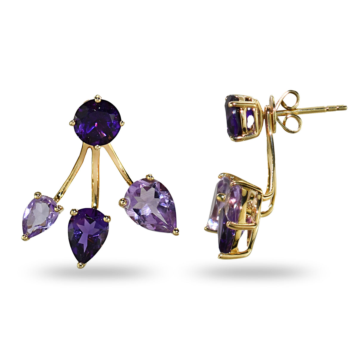 14k Gemstone Front Back Earring