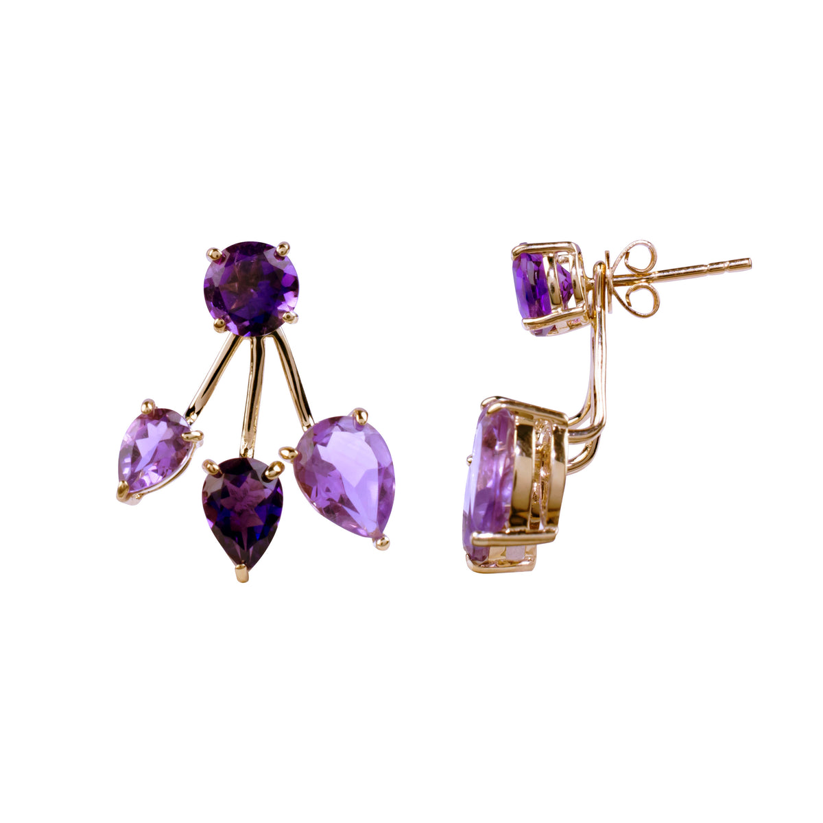 14k Gemstone Front Back Earring
