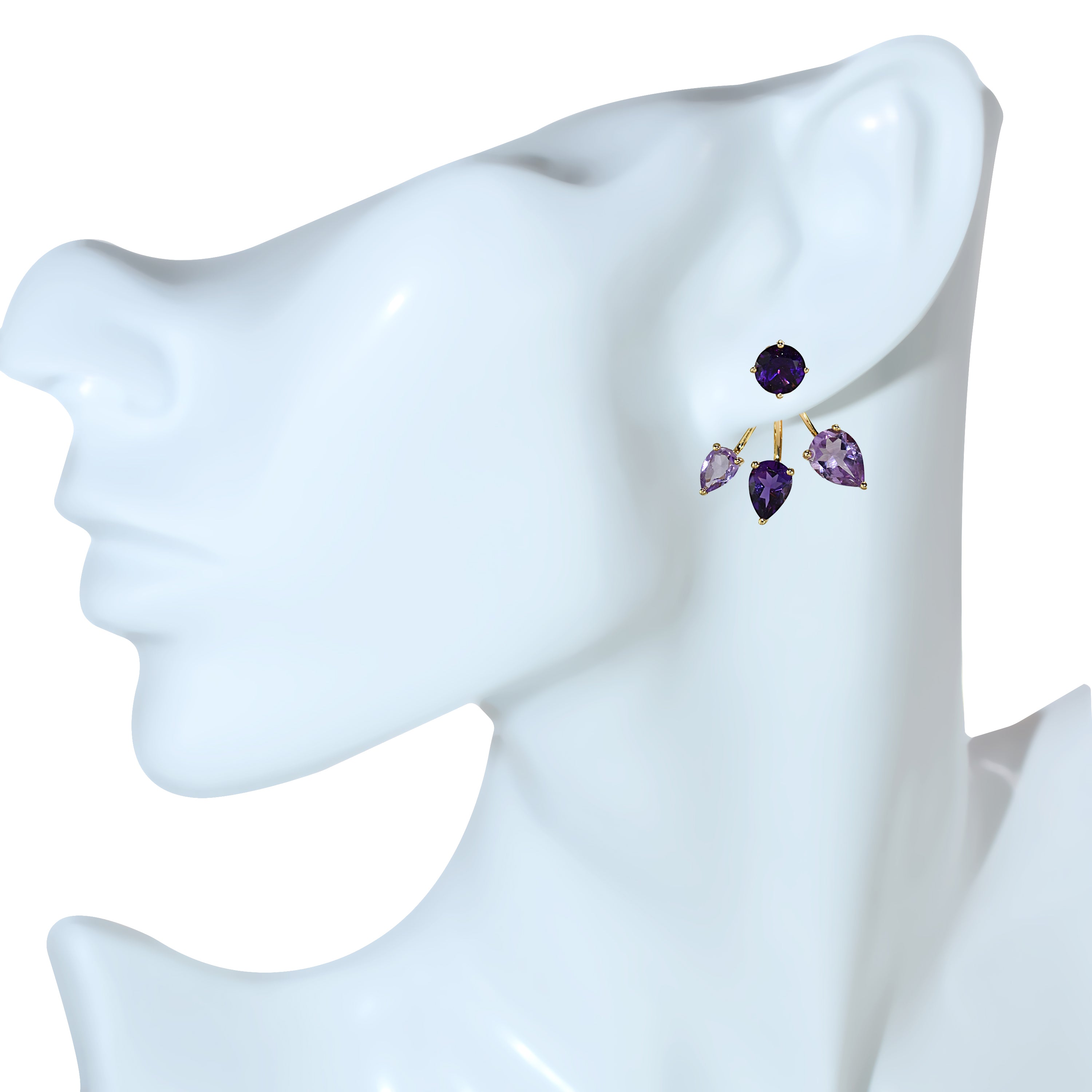 14k Gemstone Front Back Earring