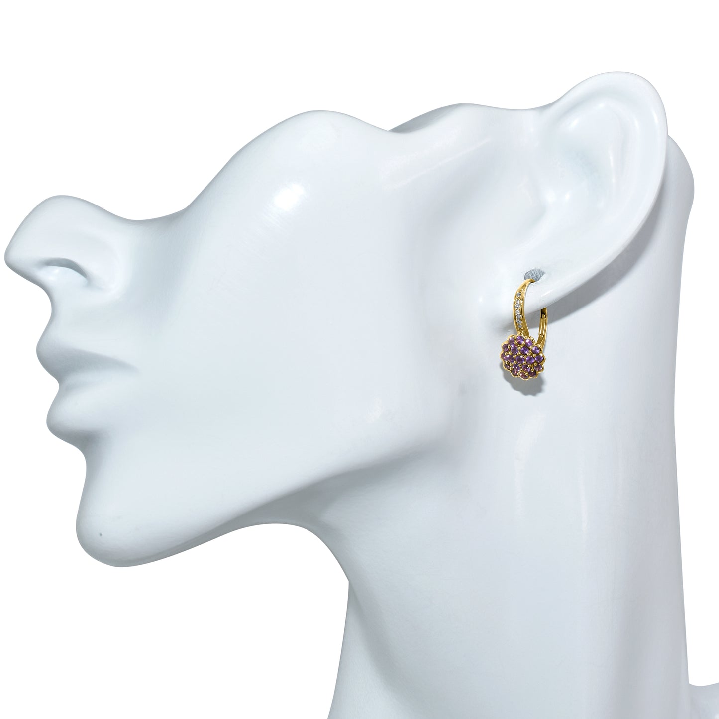 14k Diamond Amethyst Leverback Earring