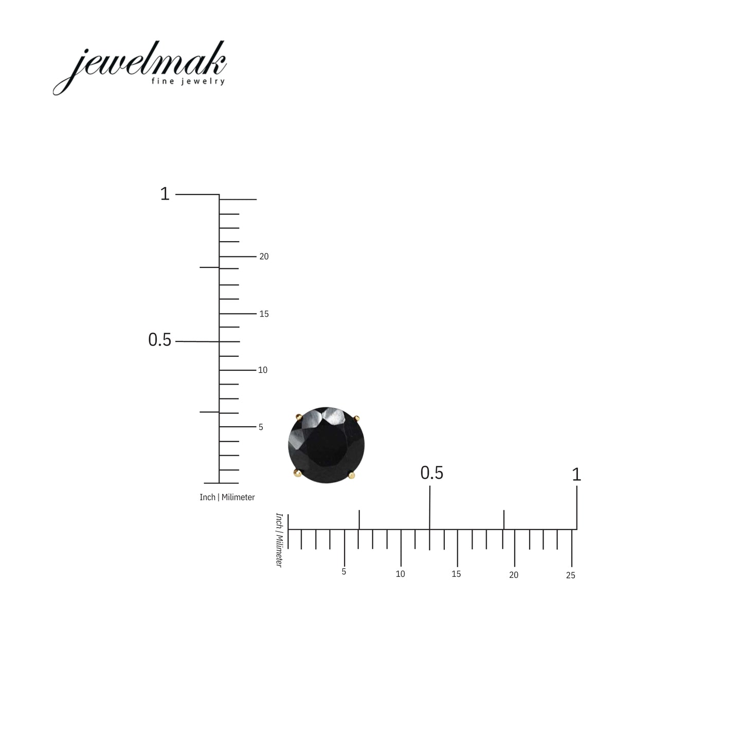 14k Black Onyx Faceted Round Stud Earring
