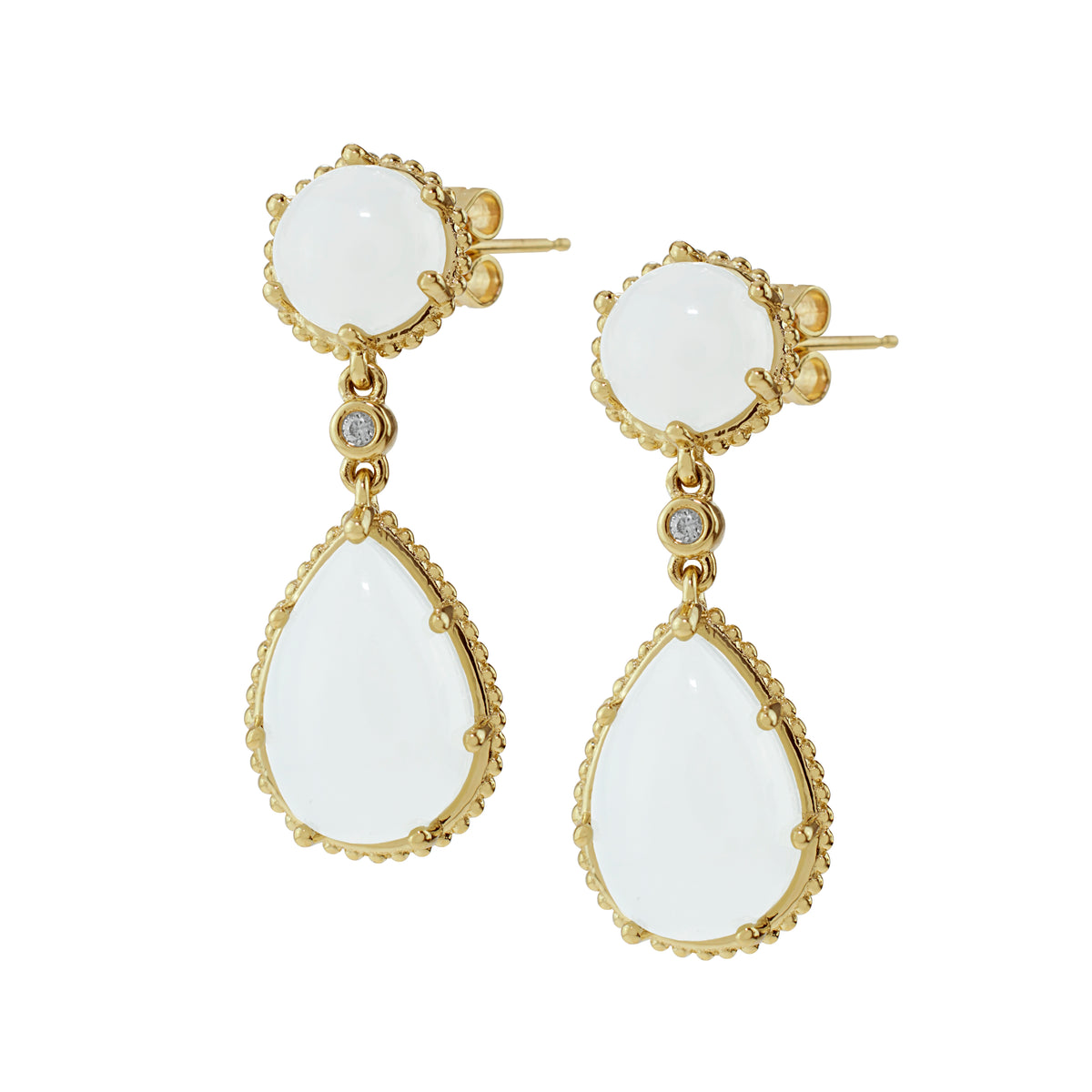 14k Moonstone Diamond Post Earring