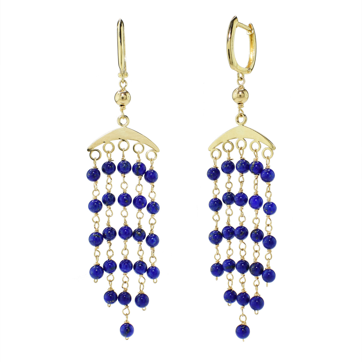 14k Lapis 5-Line Huggie Hoop Dangle Earring