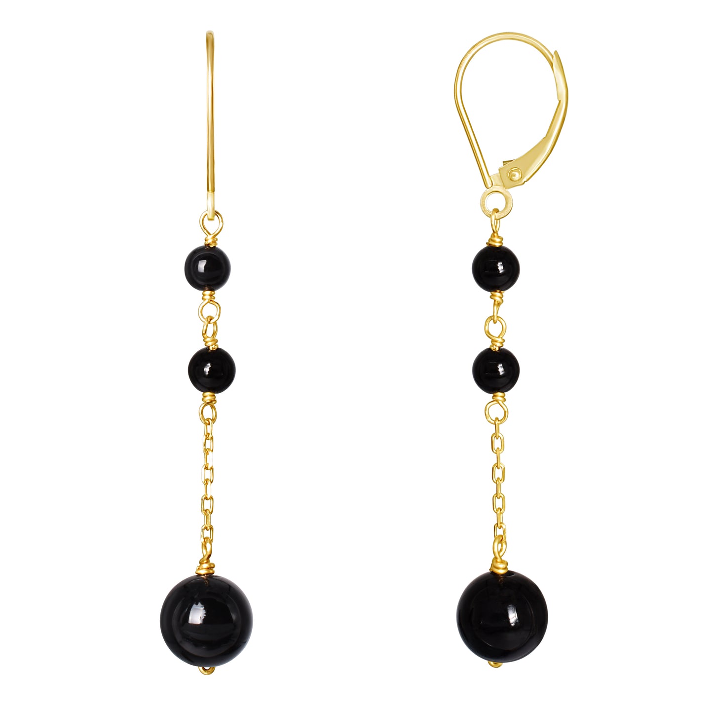 14k Black Onyx Leverback Dangle Earring