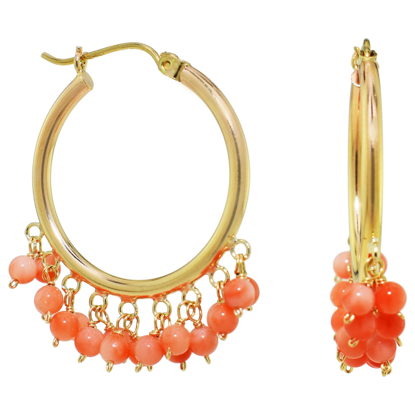 14k Gemstone Cluster Hoop Earring Turquoise