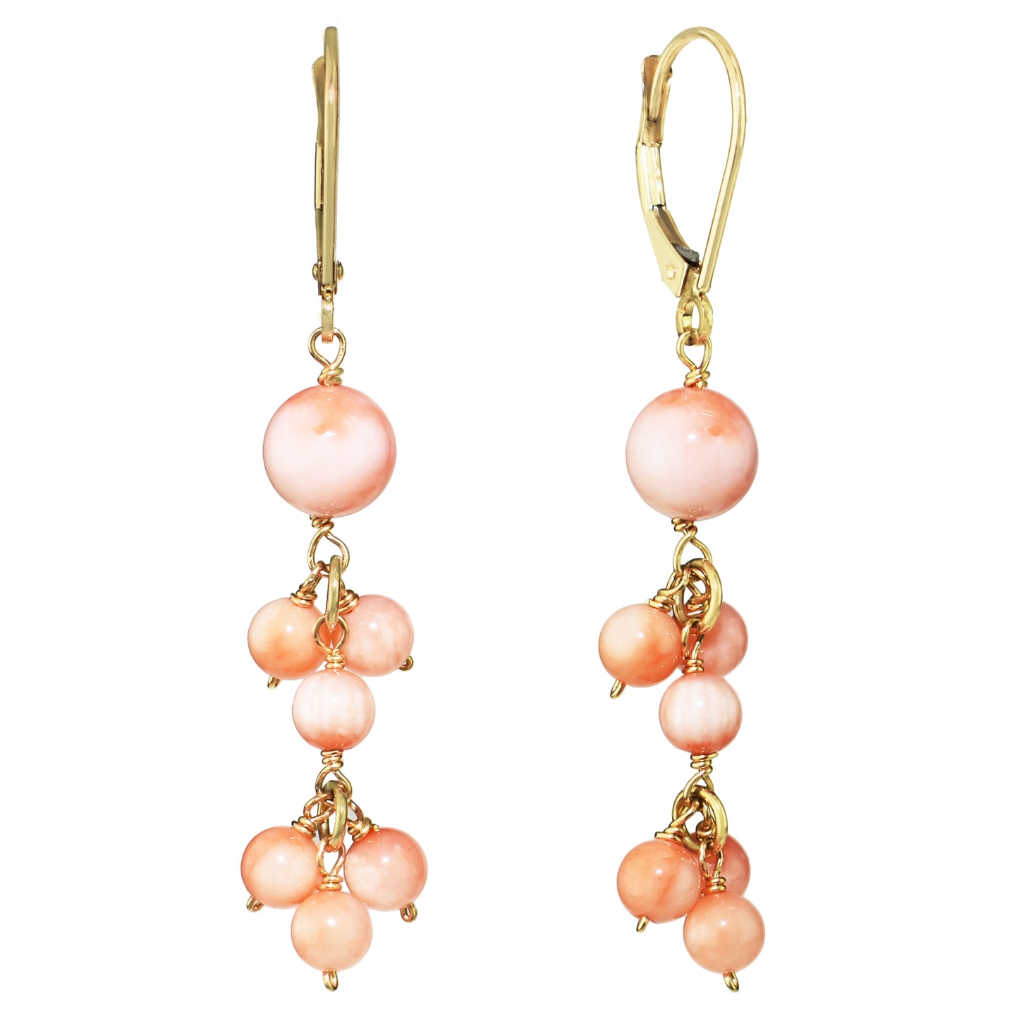 14k Angel Skin Coral Dangle Leverback Earring