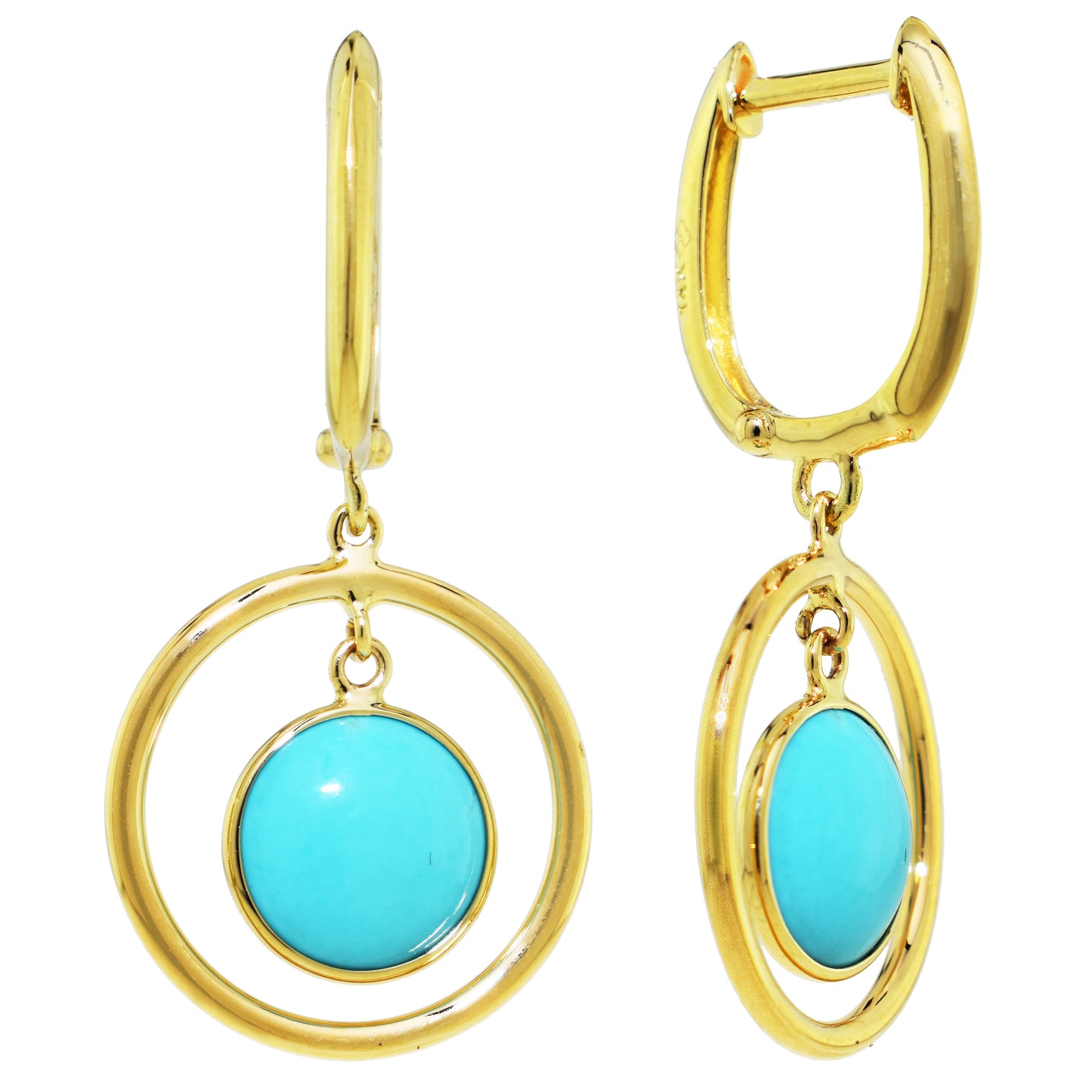 14k Yellow Gold Gemstone Halo Hoop Earring