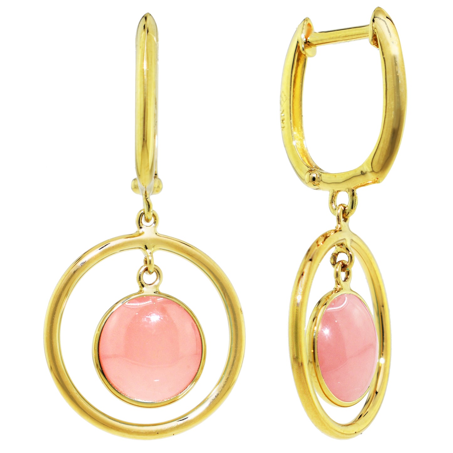 14k Yellow Gold Gemstone Halo Hoop Earring