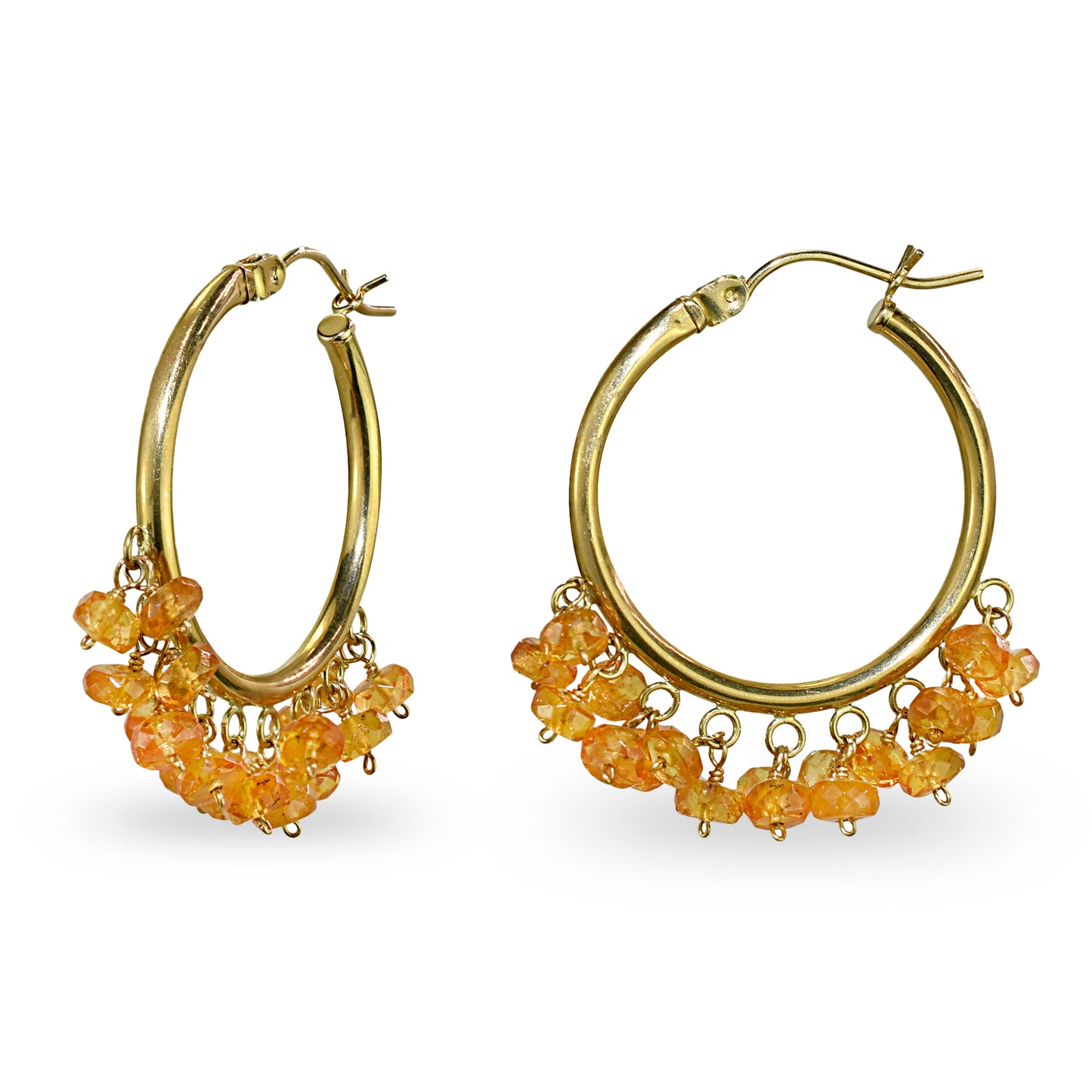 14k Gemstone Cluster Hoop Earring