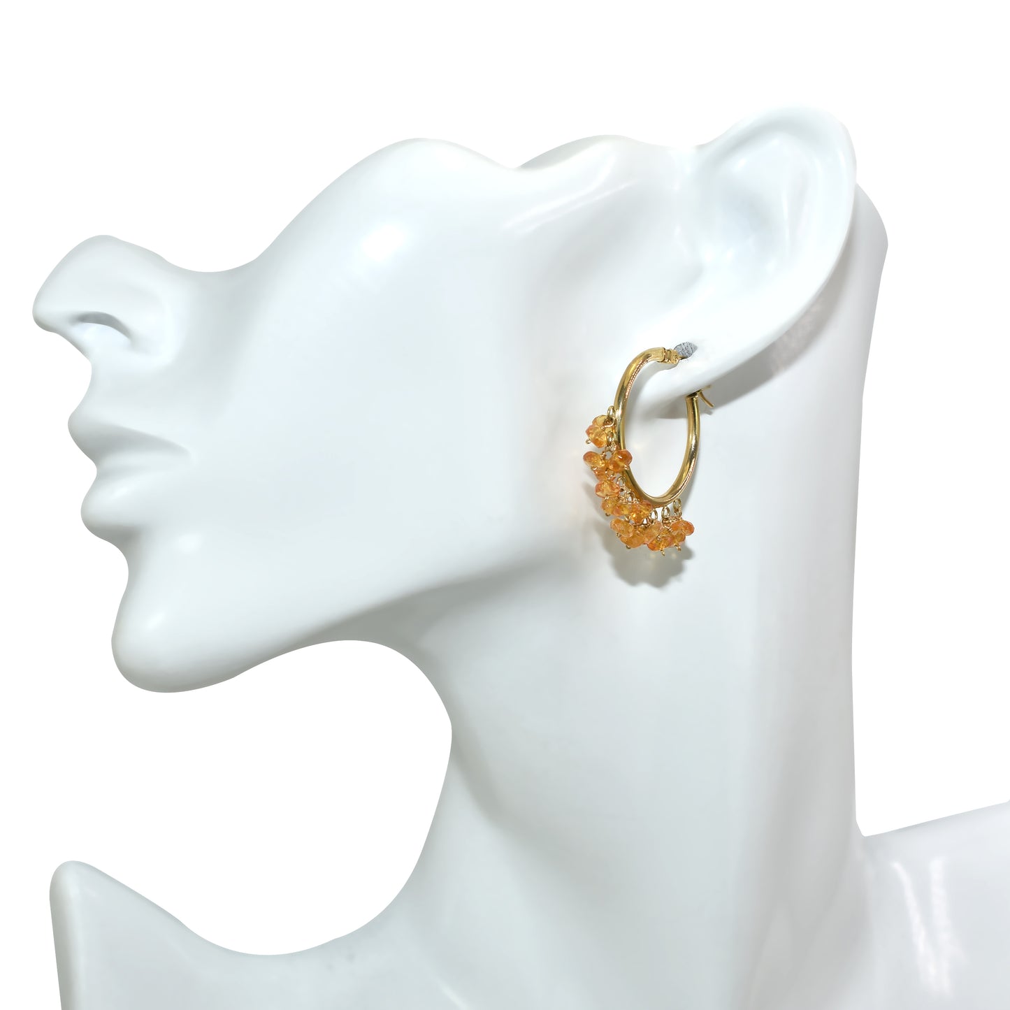 14k Gemstone Cluster Hoop Earring