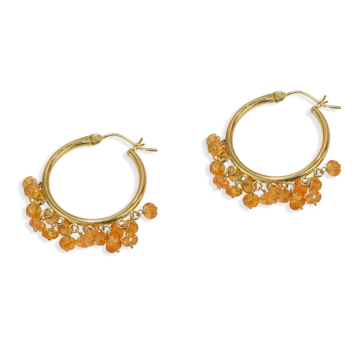14k Gemstone Cluster Hoop Earring