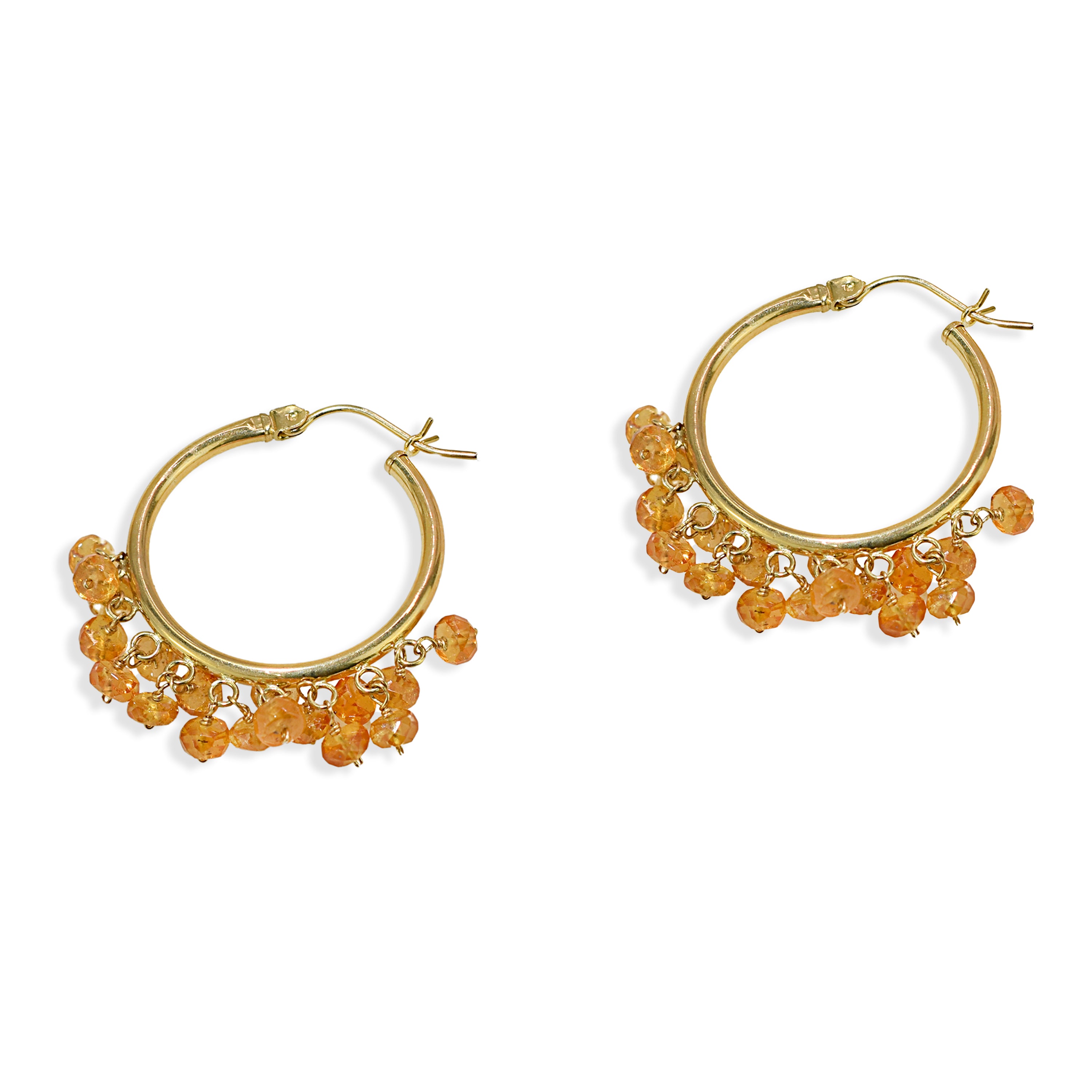 14k Gemstone Cluster Hoop Earring