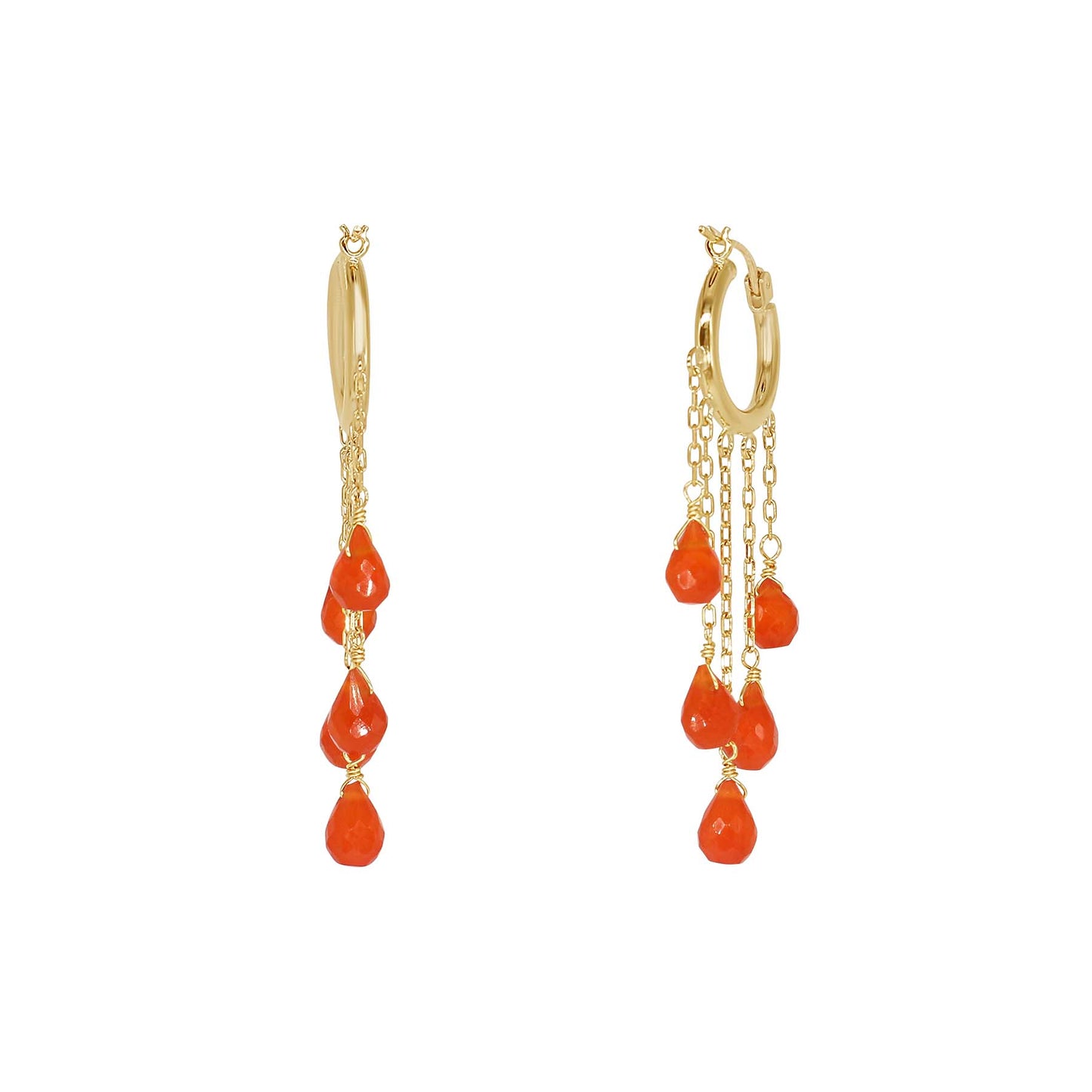 14k 5 Row Dangle Hoop Earring Carnelian