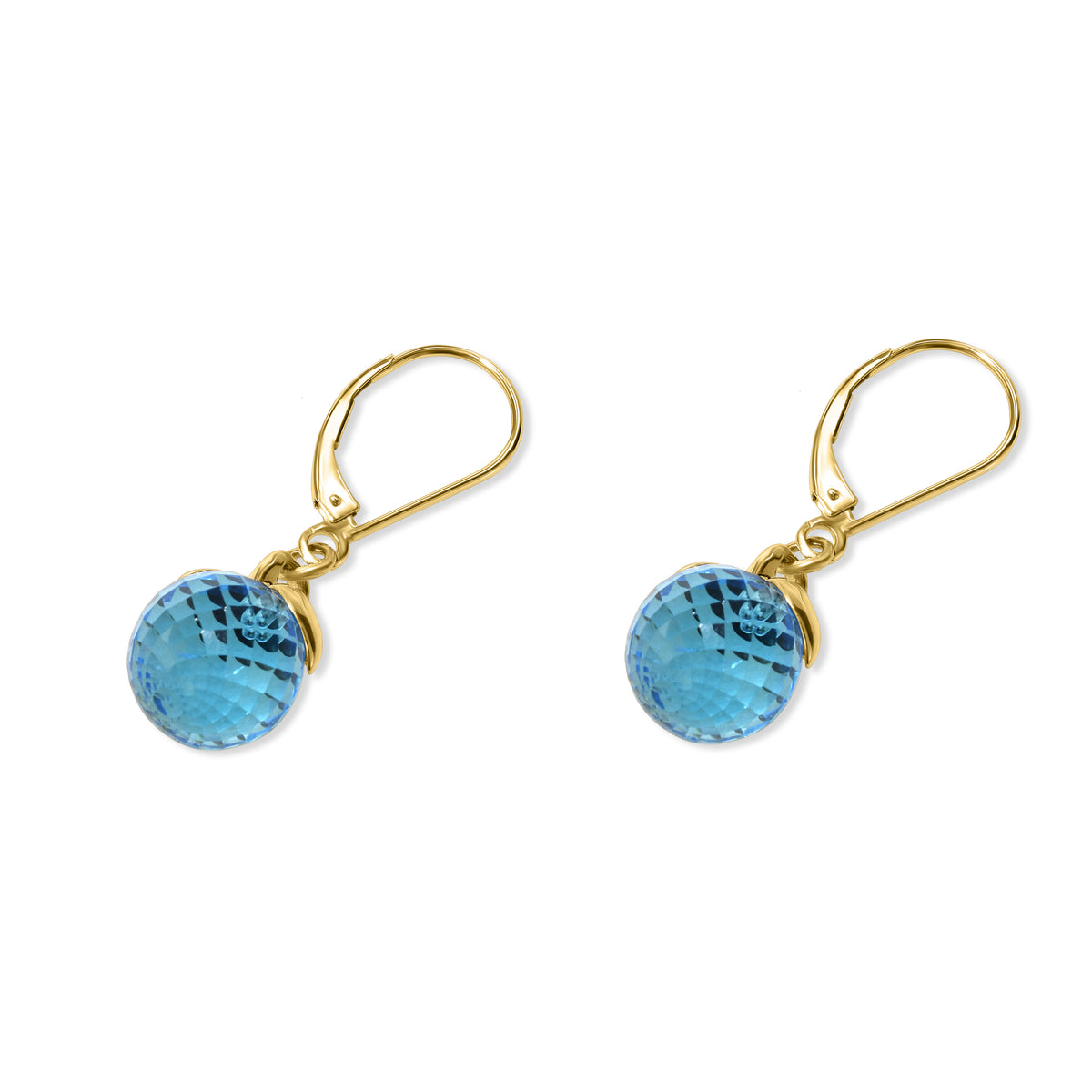 14k Swiss Blue Topaz Fiori Leverback Earring