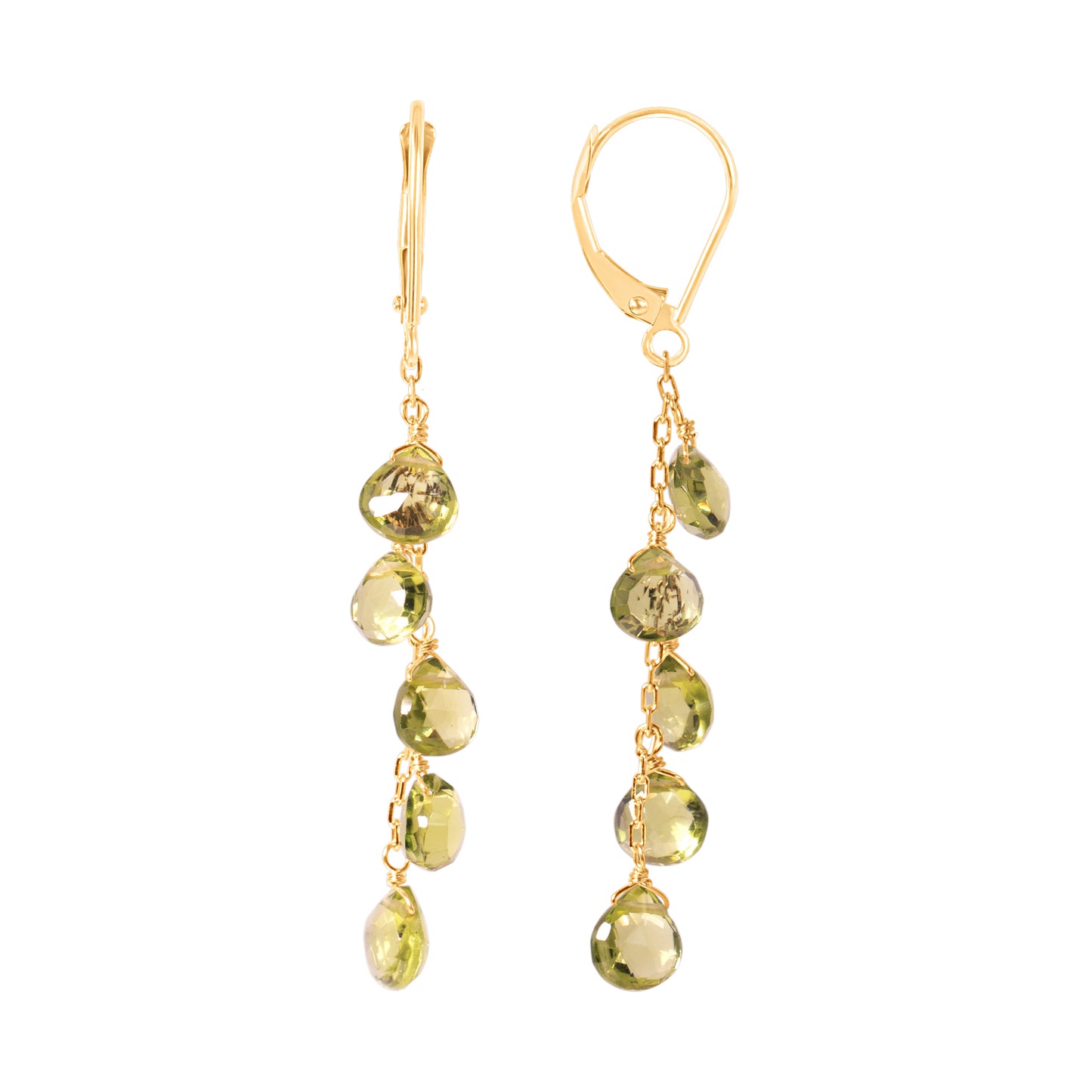 14k Peridot/Green Onyx Dangle Leverback Earring Peridot