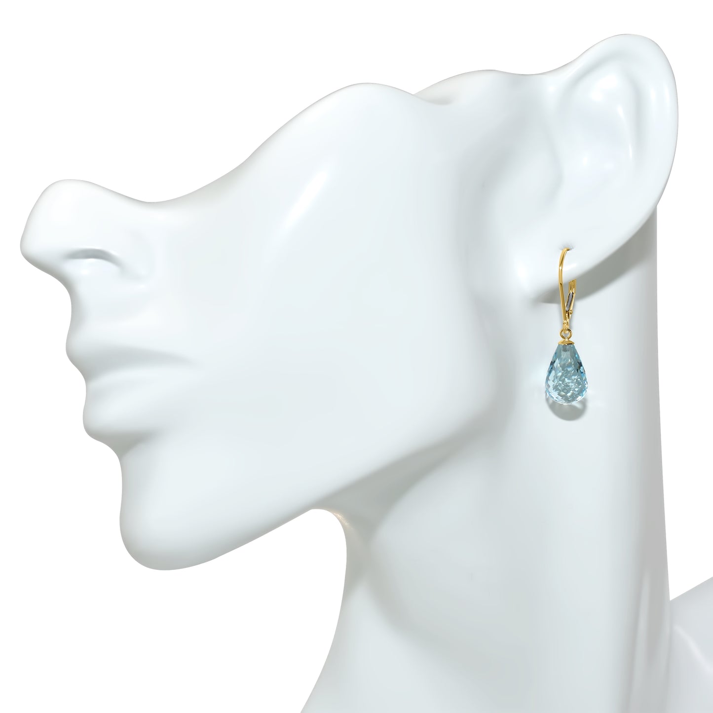 14k Blue Topaz Drop Leverback Earring Blue Topaz
