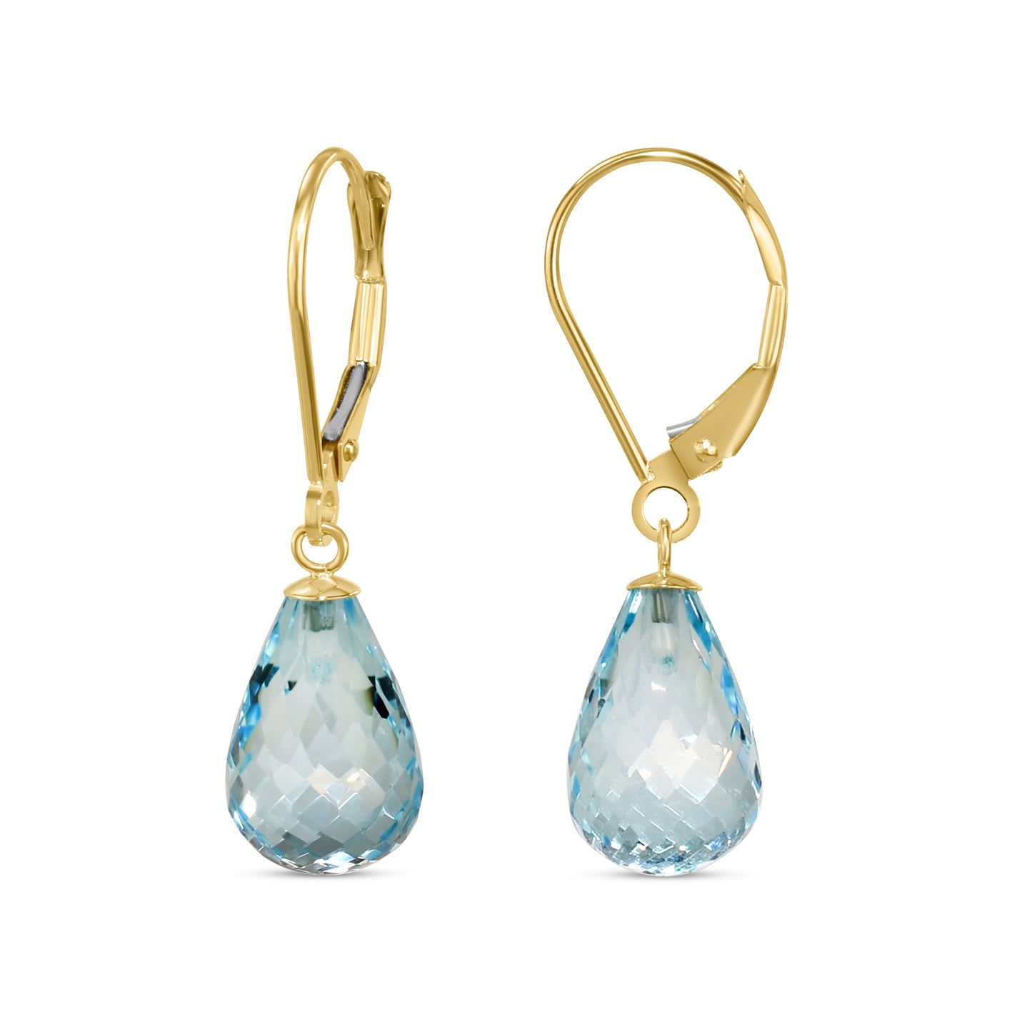 14k Blue Topaz Drop Leverback Earring Blue Topaz