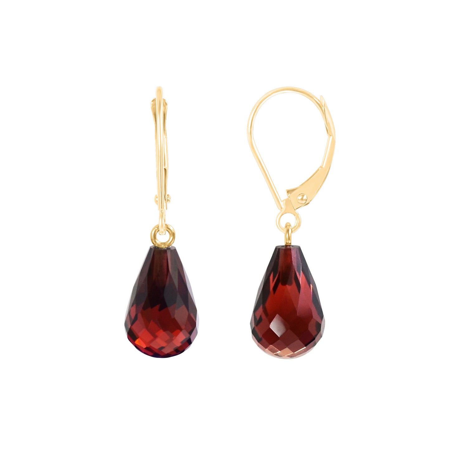 14k Blue Topaz Drop Leverback Earring Garnet
