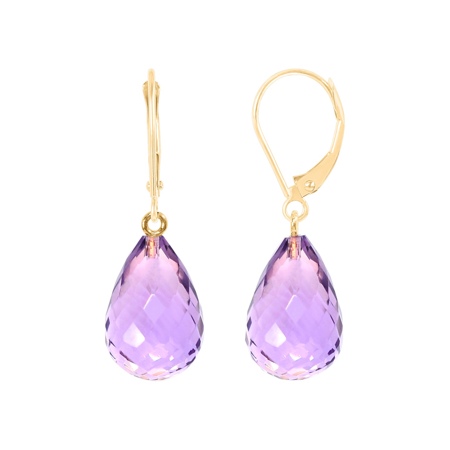 14k Amethyst or Citrine Drop Leverback Earring Amethyst