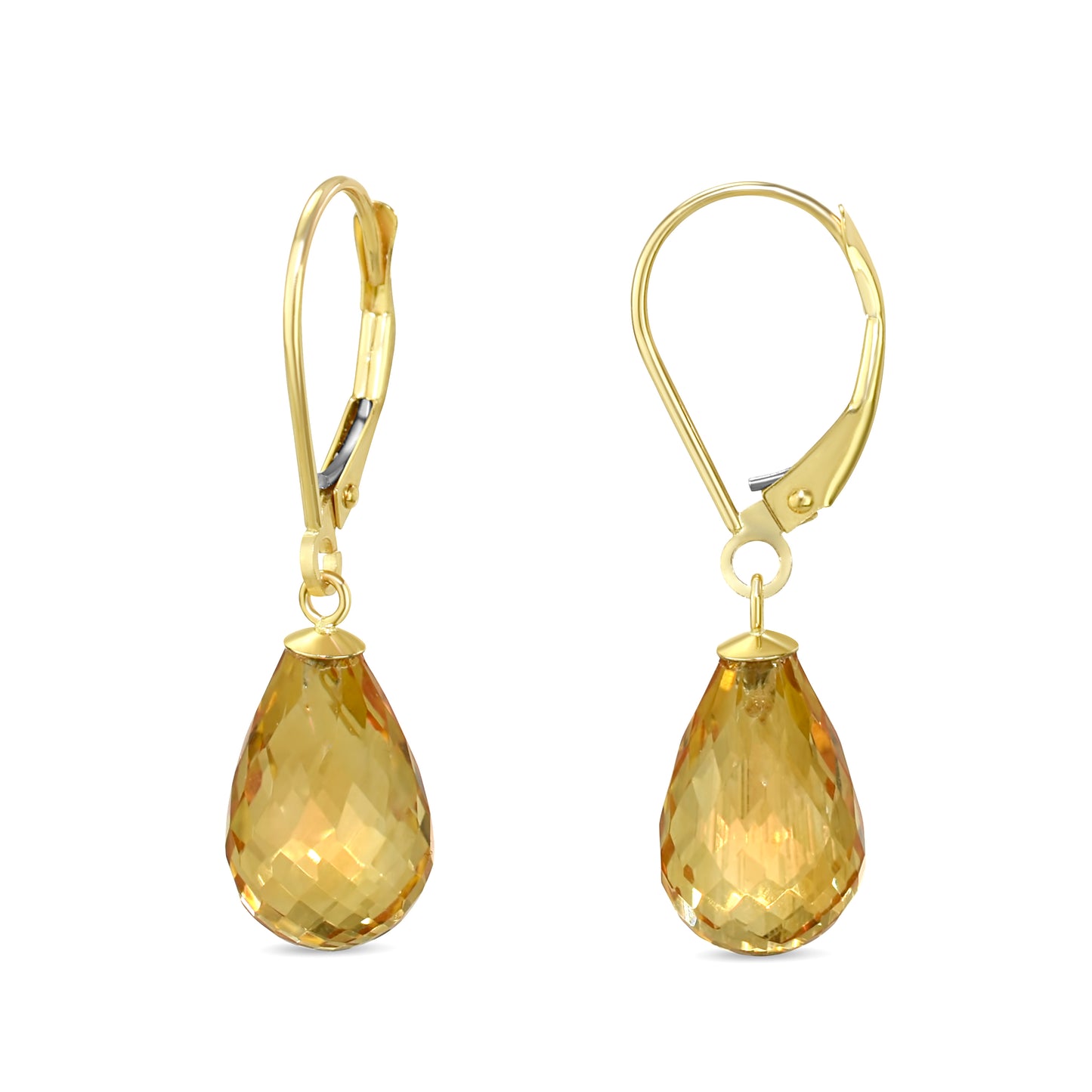 14k Blue Topaz Drop Leverback Earring Citrine