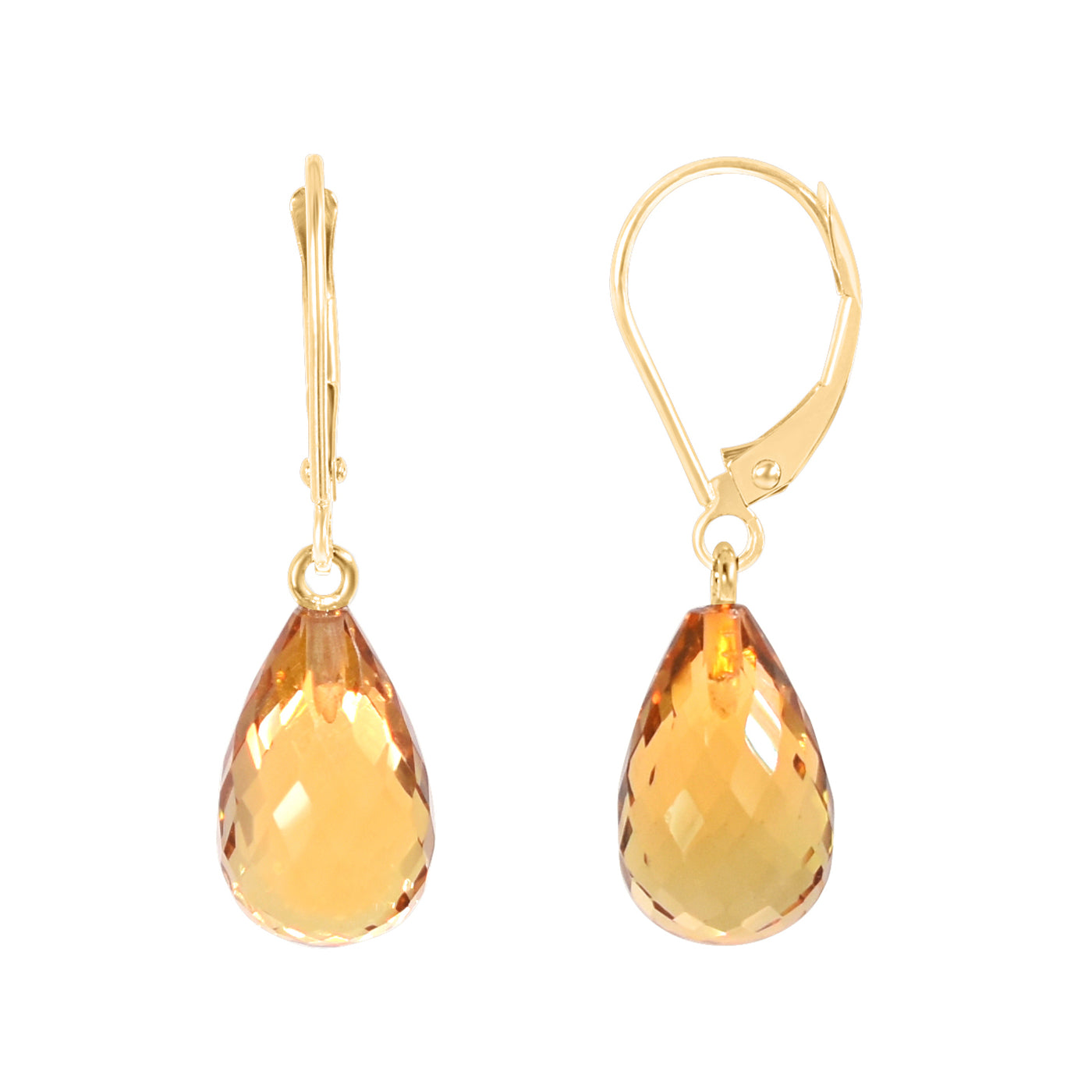 14k Blue Topaz Drop Leverback Earring Citrine