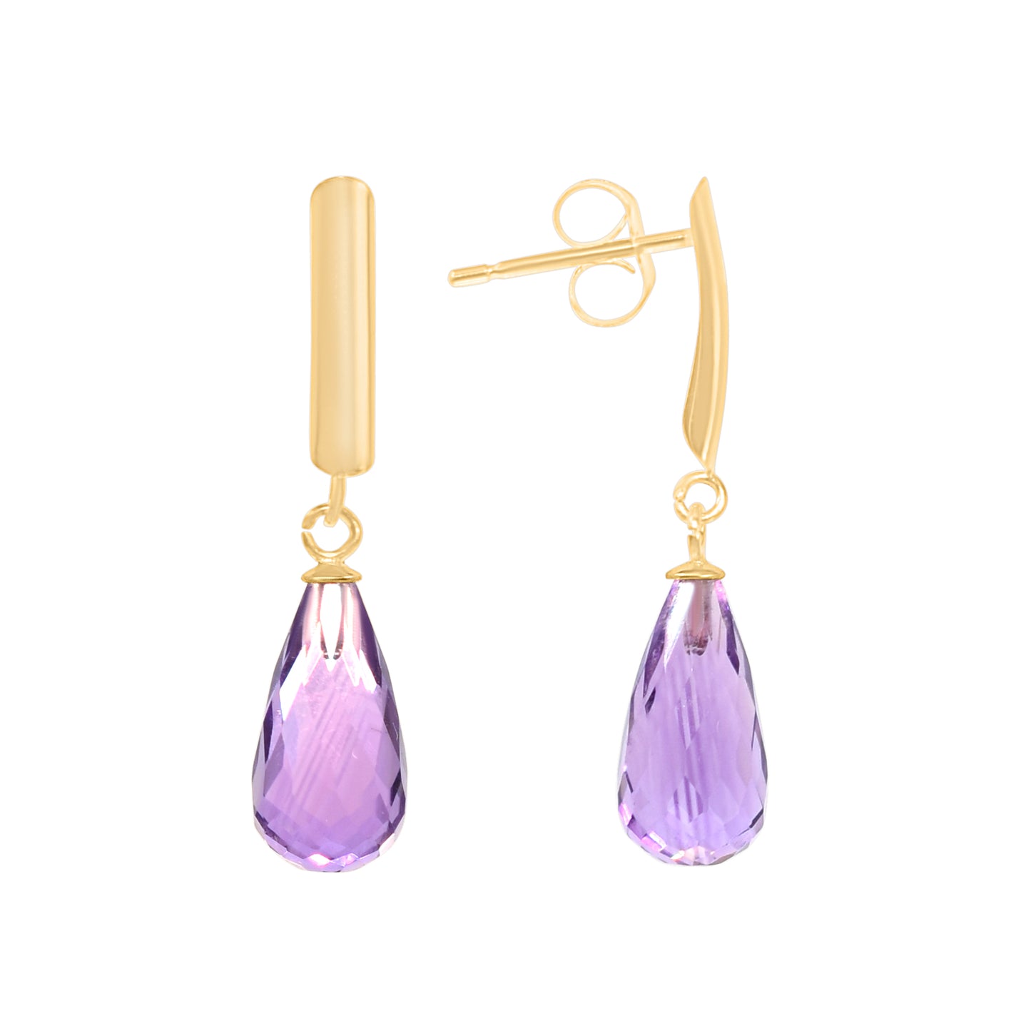 14k Gemstone Drop Bar Post Earring Amethyst