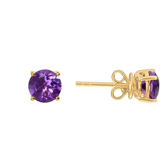 14k Amethyst Round Stud Earring