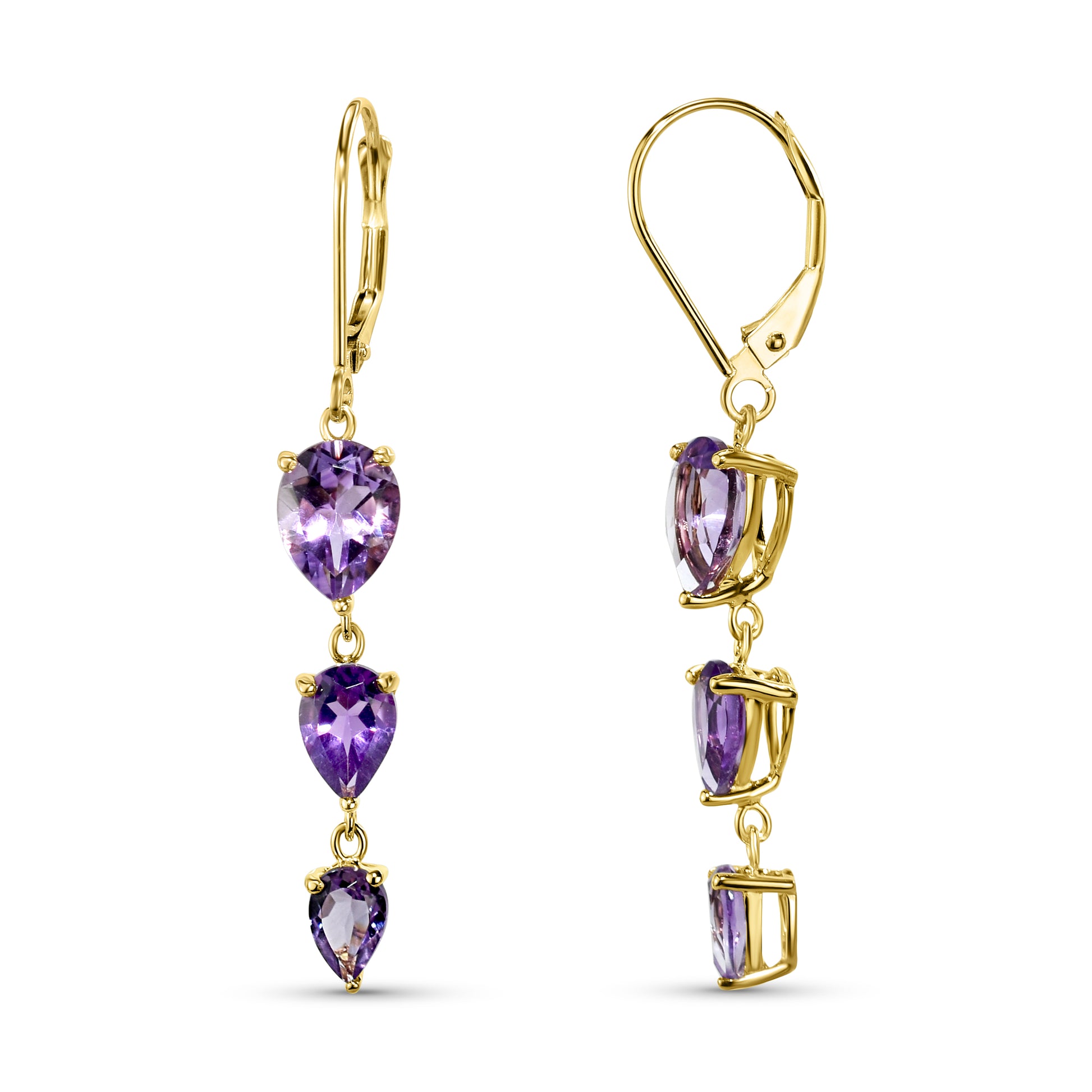 14k Shades of Amethyst Leverback Dangle Earring