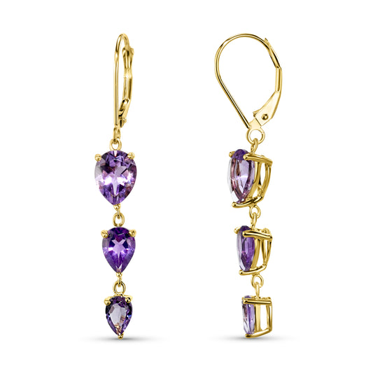 14k Shades of Amethyst Leverback Dangle Earring