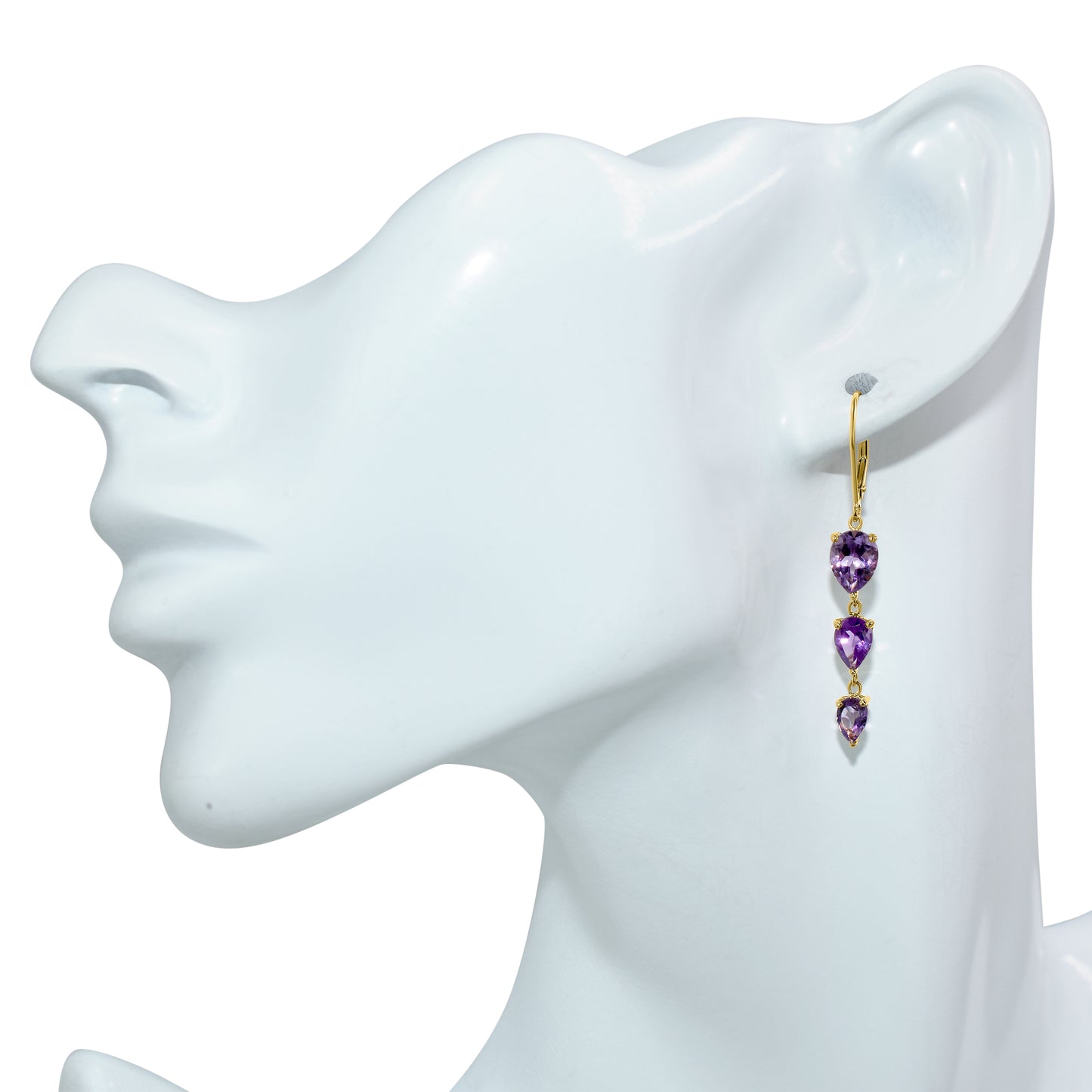 14k Shades of Amethyst Leverback Dangle Earring