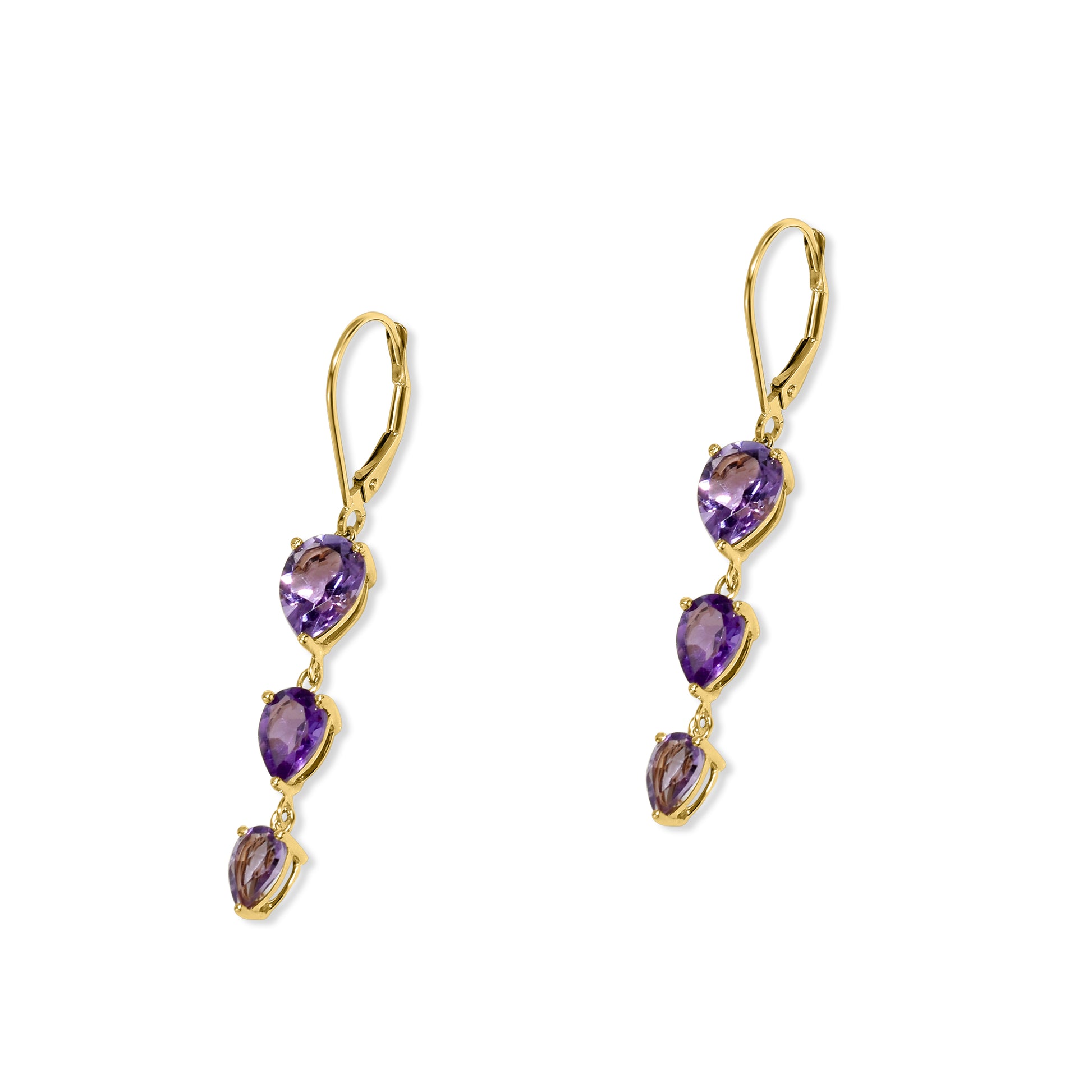 14k Shades of Amethyst Leverback Dangle Earring