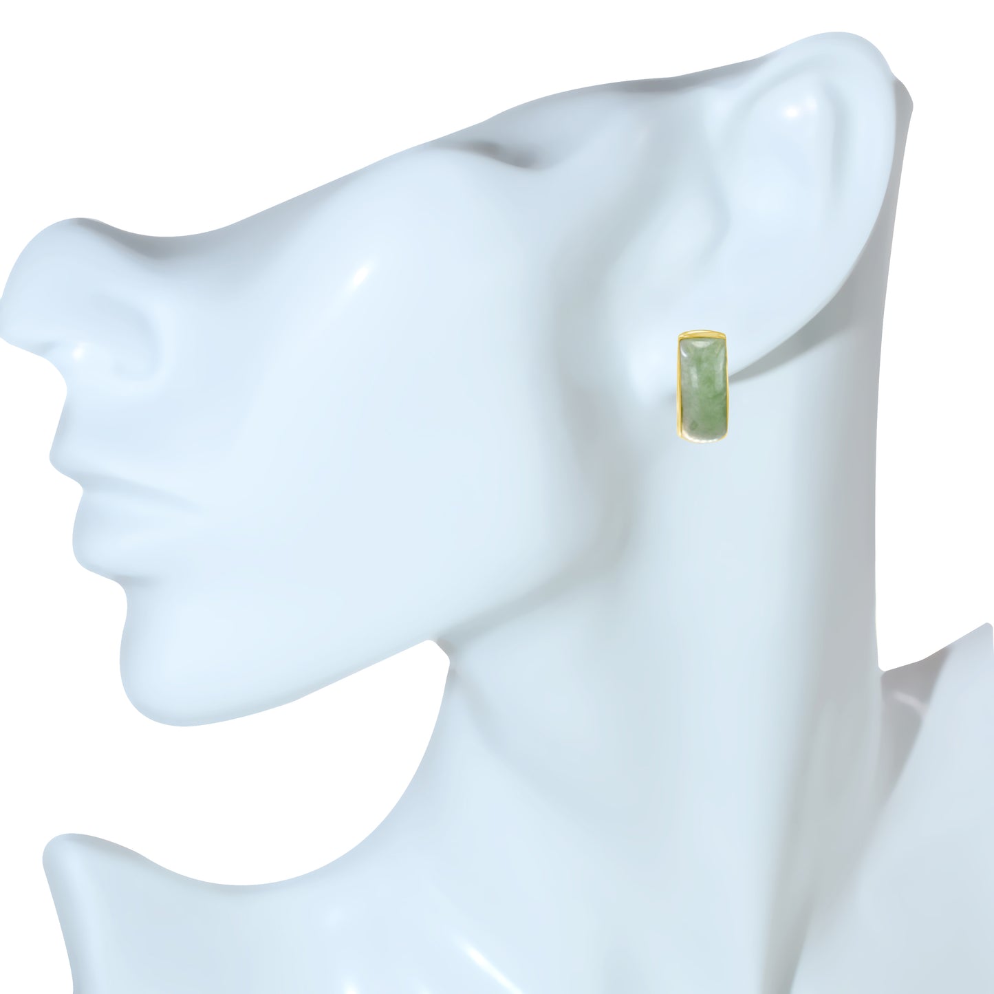 14k Natural Jade Huggie Earring