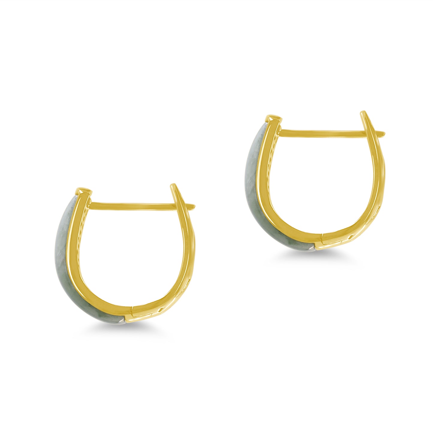 14k Natural Jade Huggie Earring