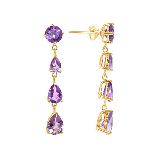 14k Shades of Amethyst Stud Top Dangle Earring