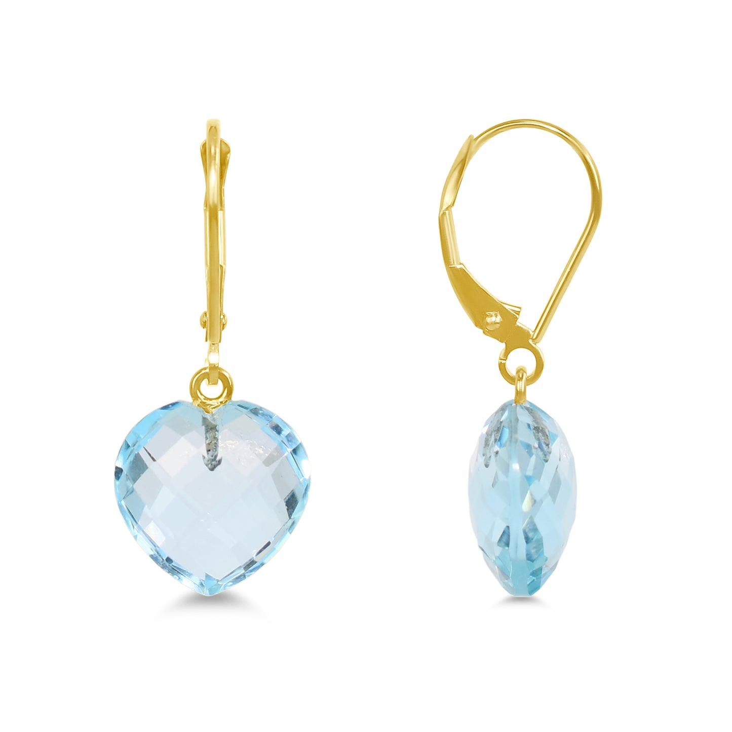 14k Blue Topaz Heart Drop Leverback Earring