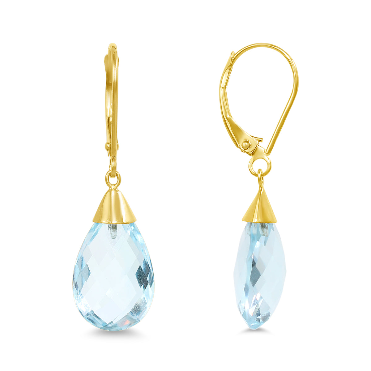 14k Blue Topaz Leverback Earring