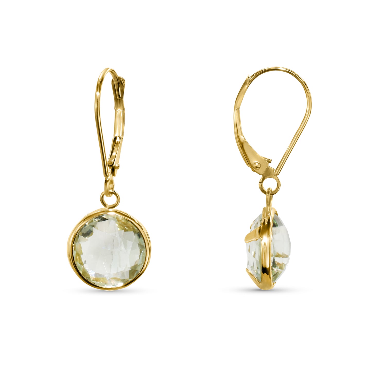 14k Gemstone Back Set Bezel Leverback Earring