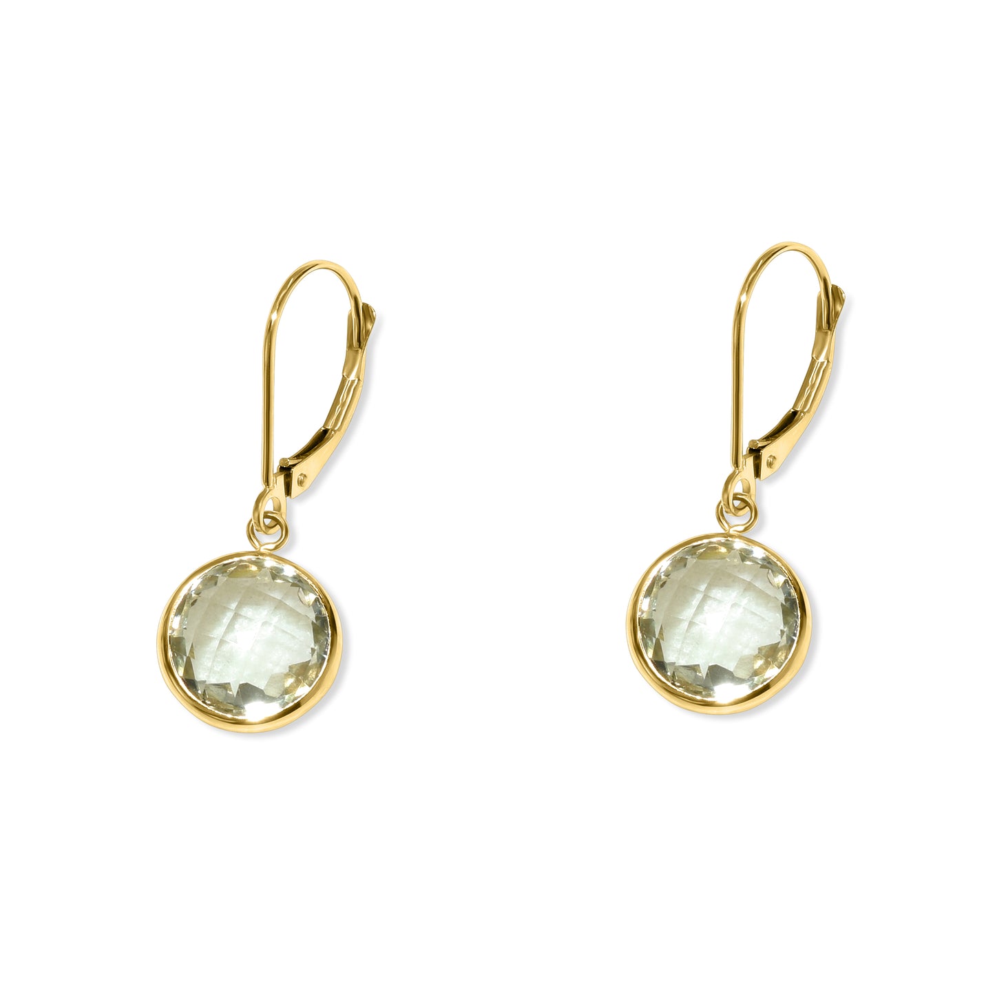 14k Gemstone Back Set Bezel Leverback Earring
