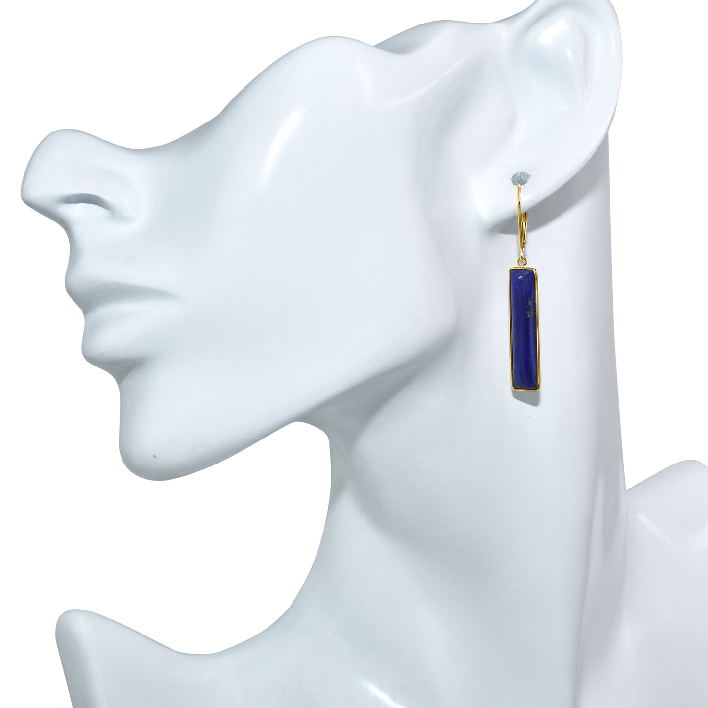14k Lapis Rectangle Drop Leverback Earring
