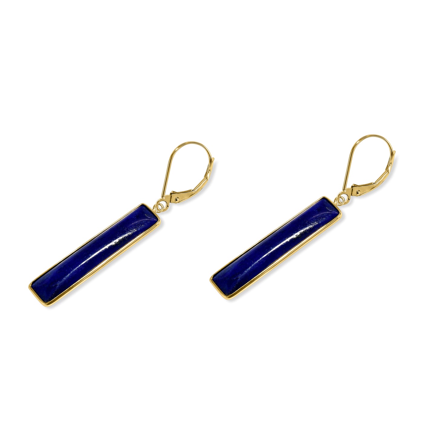 14k Lapis Rectangle Drop Leverback Earring