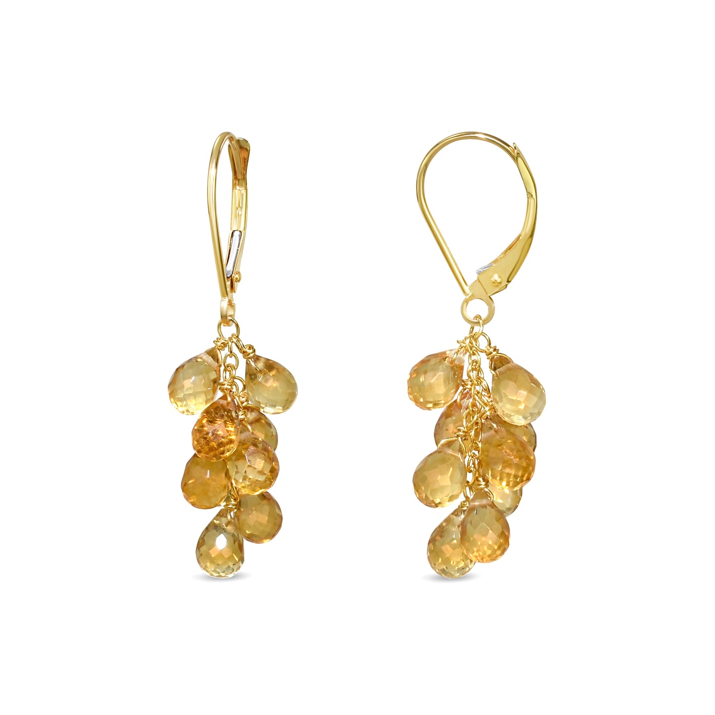 14k Gemstone Cluster Leverback Earring Citrine