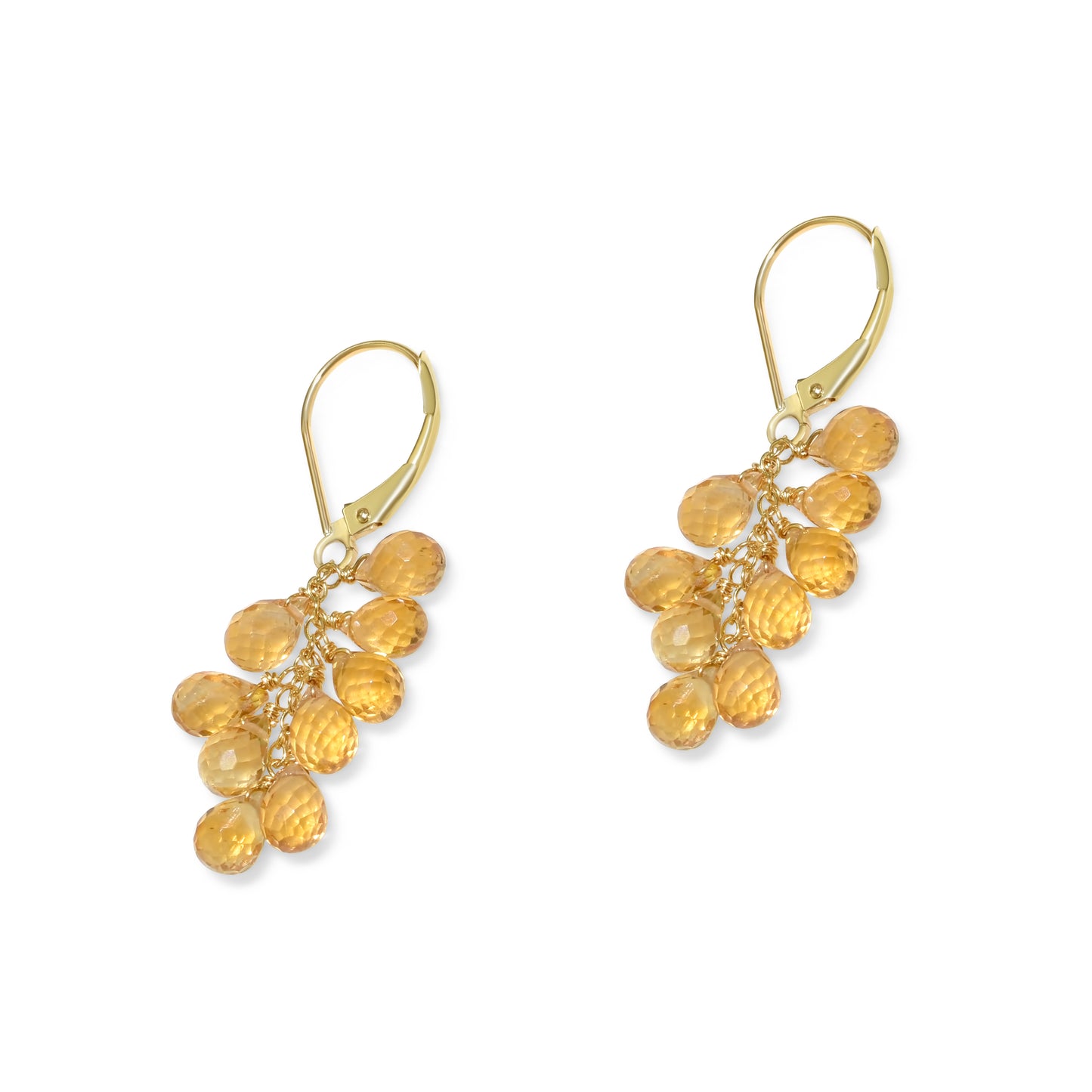 14k Gemstone Cluster Leverback Earring Citrine