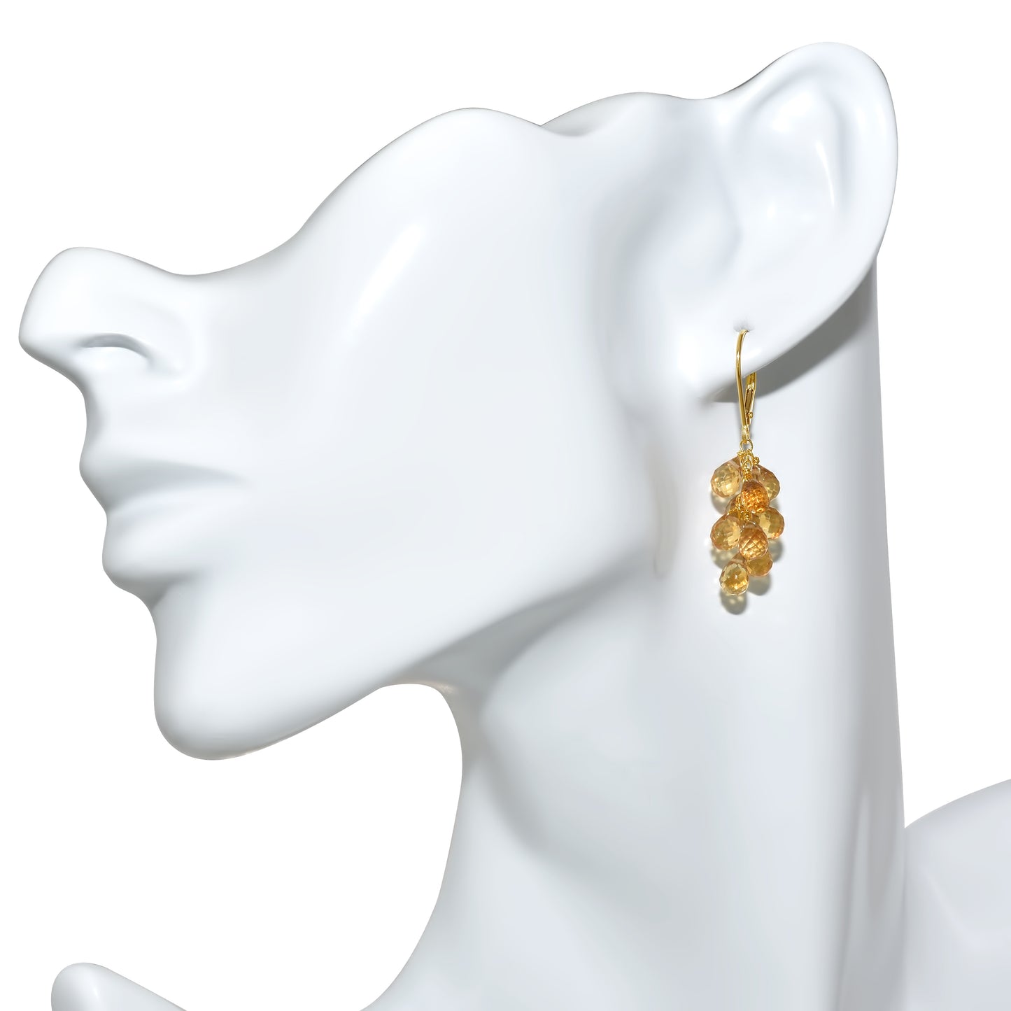 14k Gemstone Cluster Leverback Earring Citrine