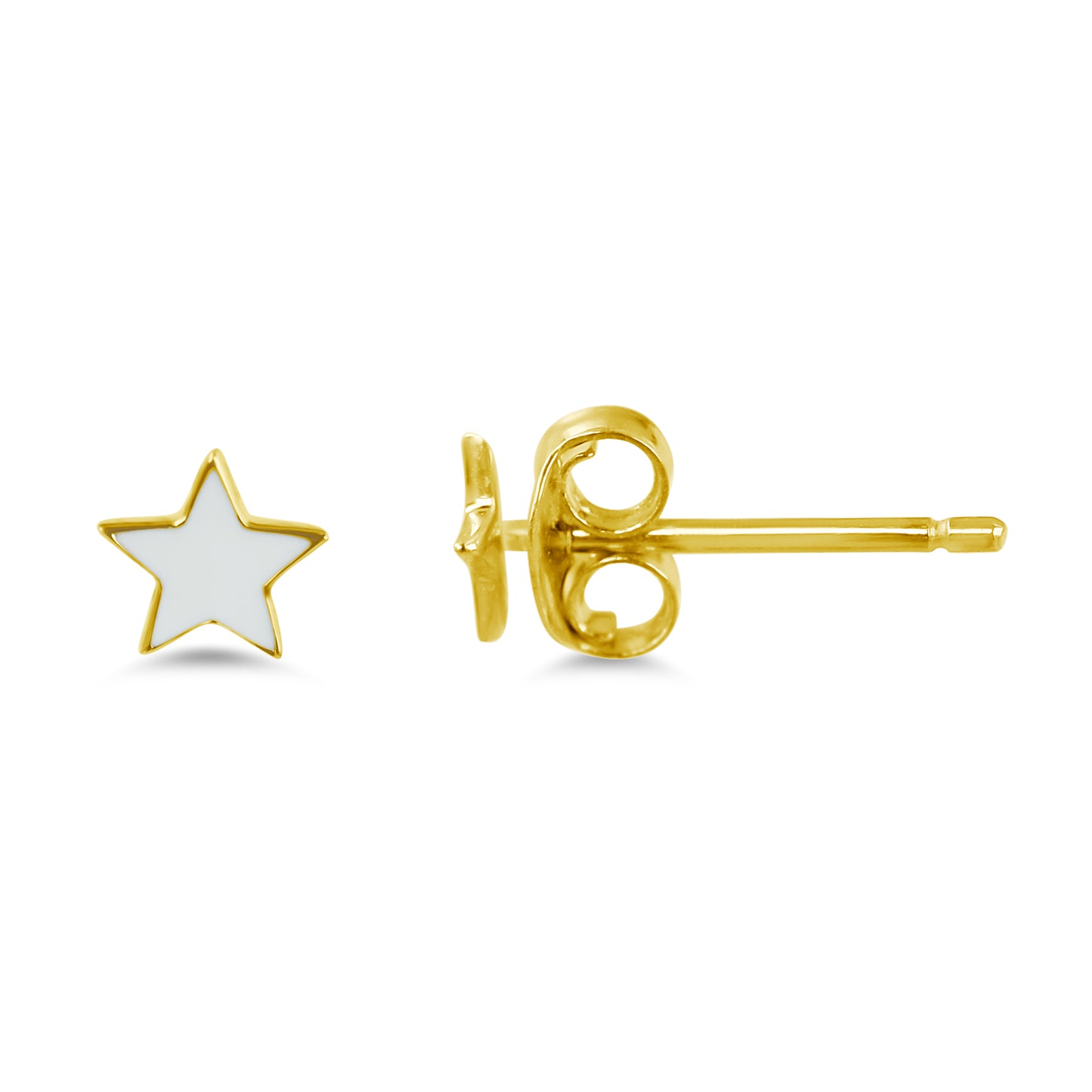 14k White Enamel Star Post Earrings
