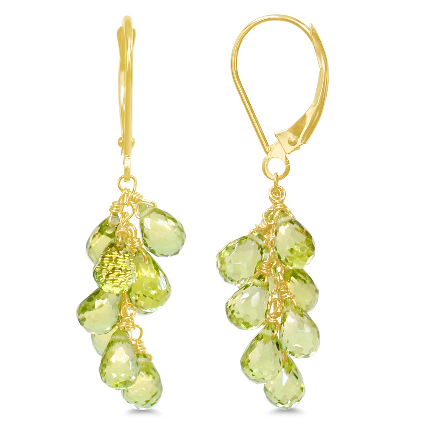 14k Gemstone Cluster Leverback Earring Peridot
