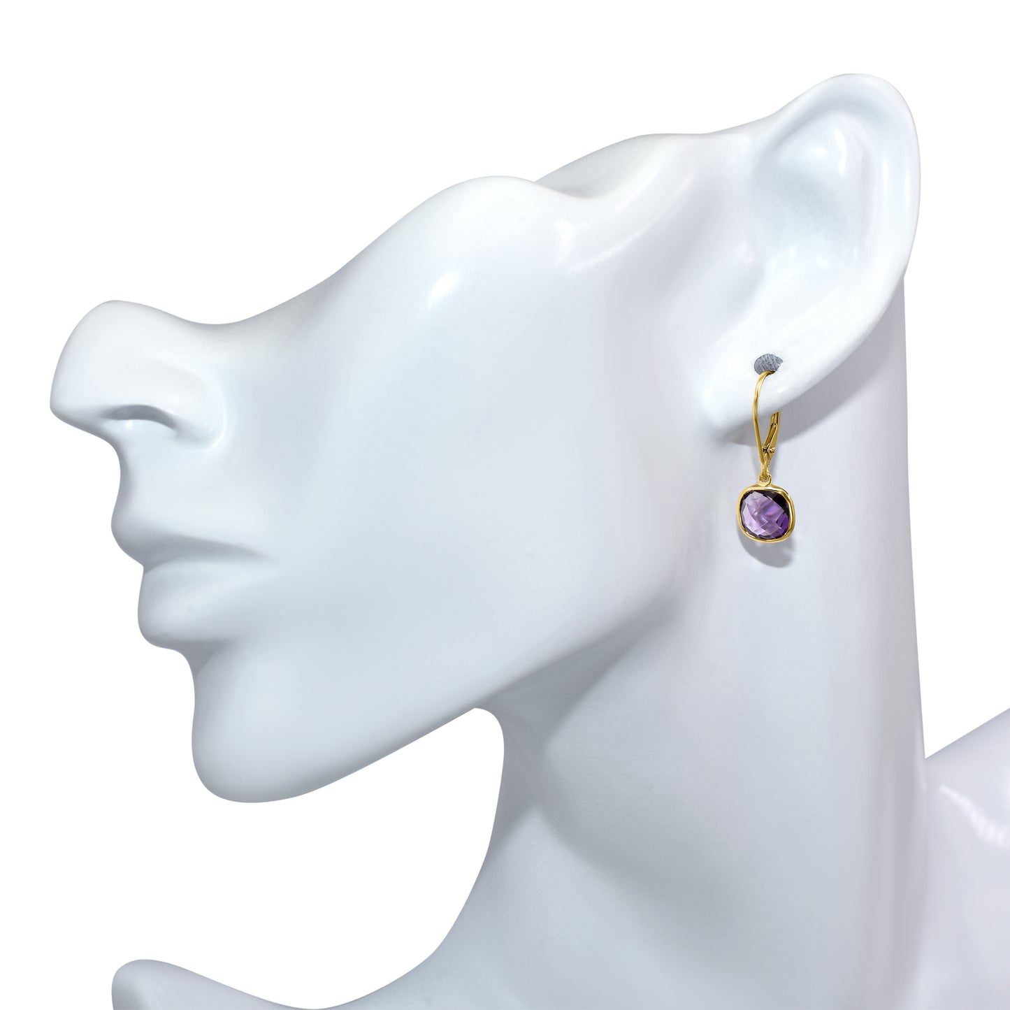 14k Amethyst Cushion Shape Double Sided Leverback Earring