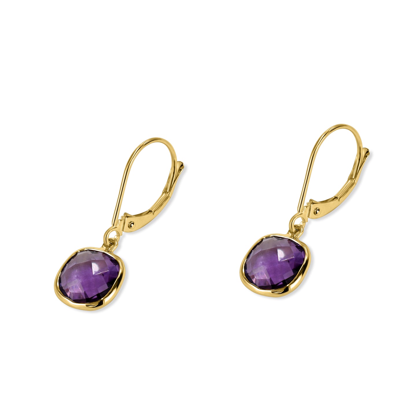14k Amethyst Cushion Shape Double Sided Leverback Earring