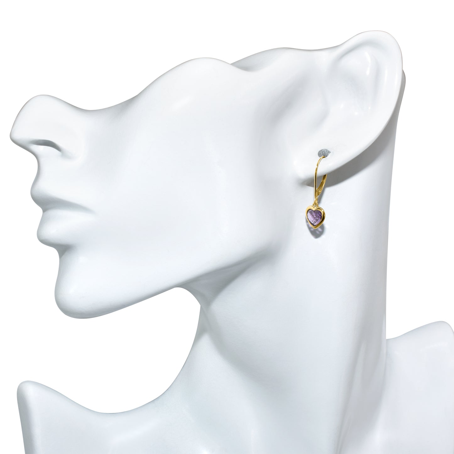 14k Amethyst Heart Leverback Earring