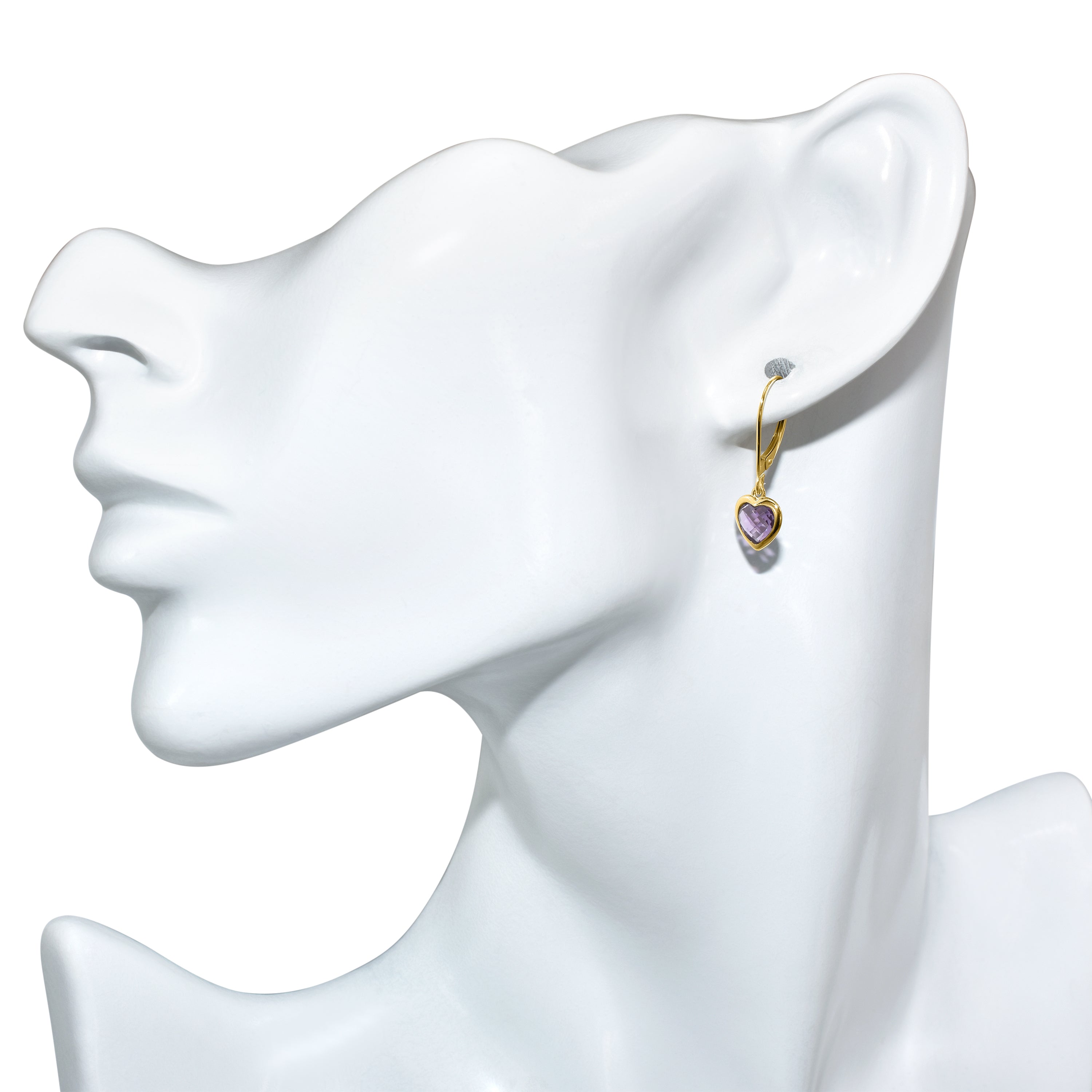 14k Amethyst Heart Leverback Earring 6mm