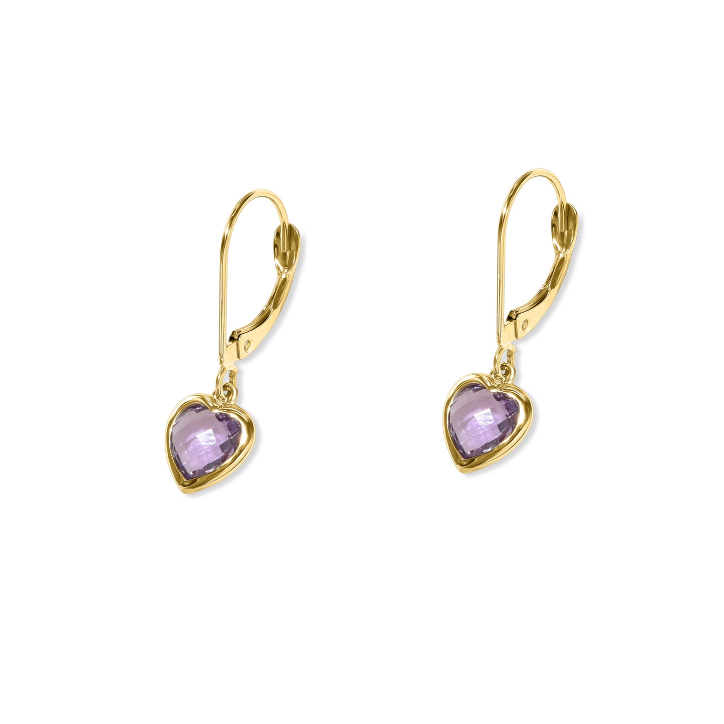 14k Amethyst Heart Leverback Earring